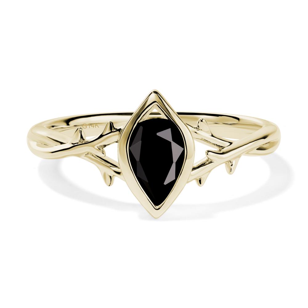 Twig Black Spinel Bezel Set Ring - LUO Jewelry #metal_14k yellow gold