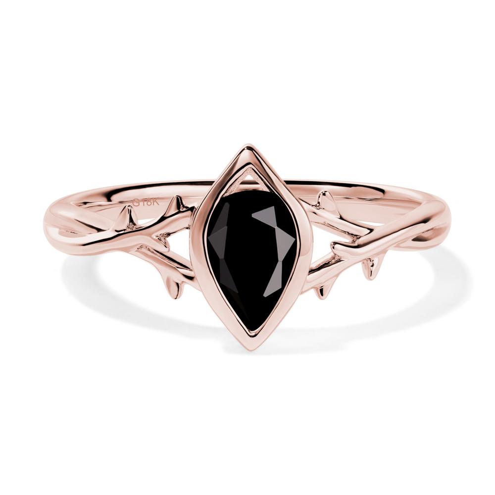 Twig Black Spinel Bezel Set Ring - LUO Jewelry #metal_18k rose gold