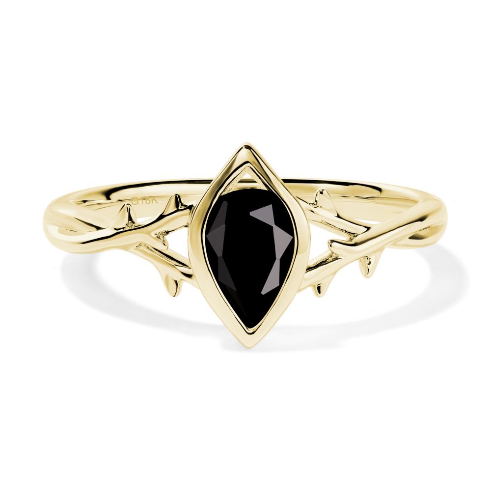 Twig Black Spinel Bezel Set Ring - LUO Jewelry #metal_18k yellow gold