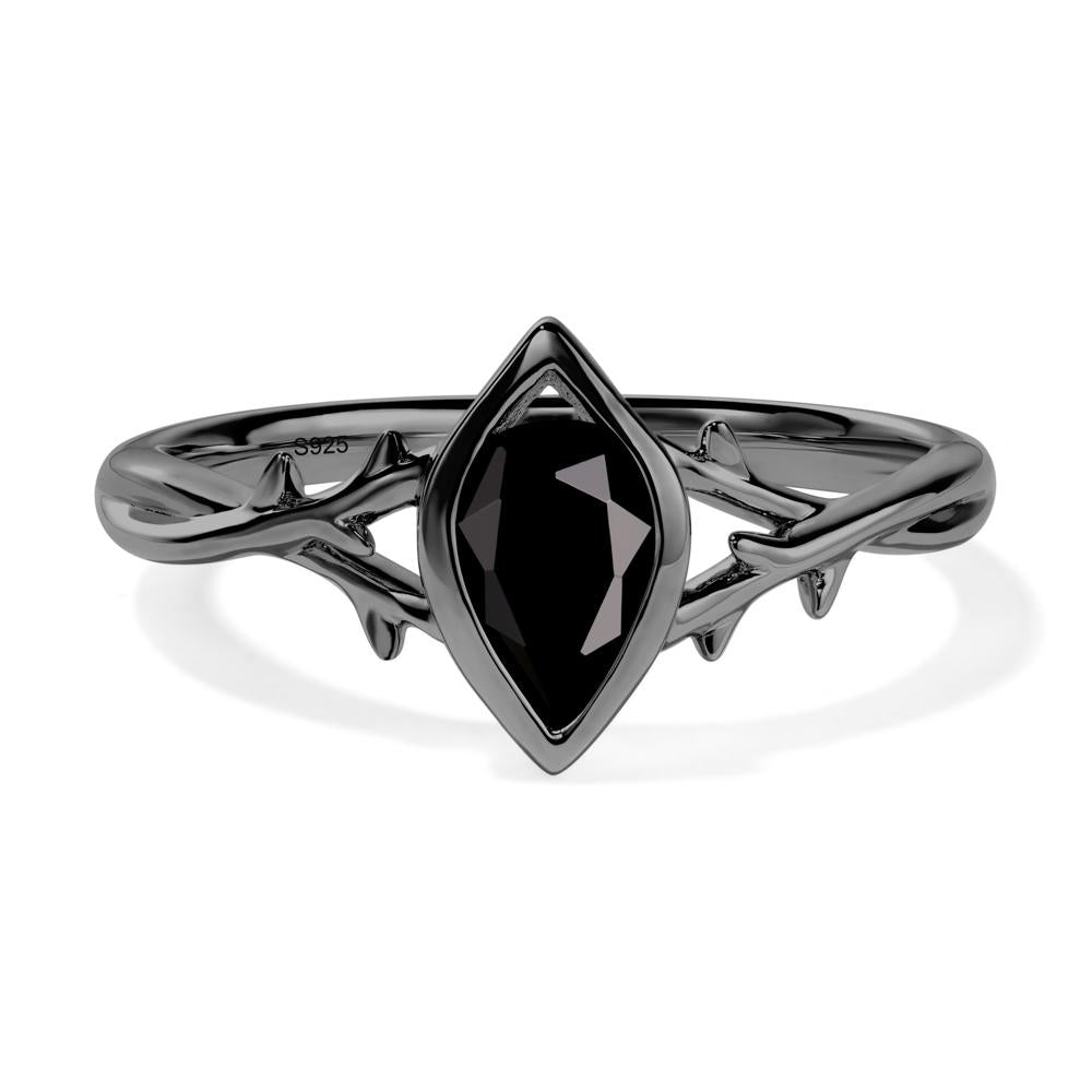 Twig Black Spinel Bezel Set Ring - LUO Jewelry #metal_black finish sterling silver