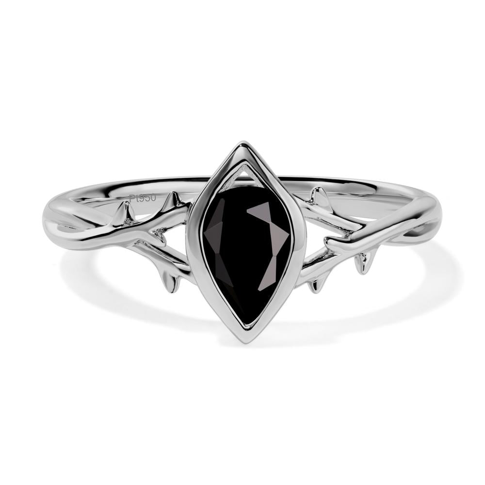 Twig Black Spinel Bezel Set Ring - LUO Jewelry #metal_platinum