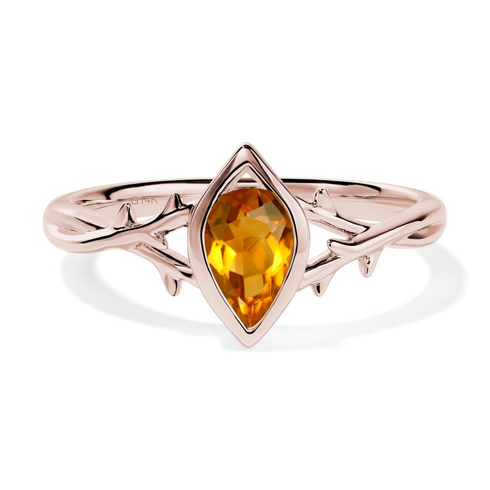 Twig Citrine Bezel Set Ring - LUO Jewelry #metal_14k rose gold