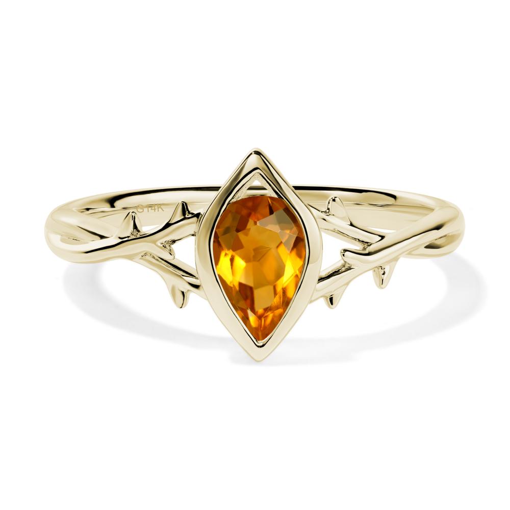 Twig Citrine Bezel Set Ring - LUO Jewelry #metal_14k yellow gold