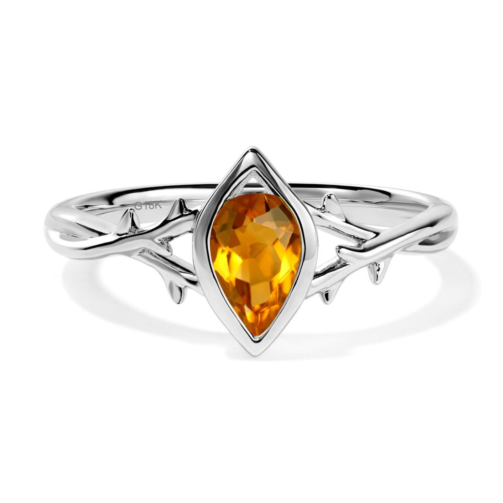 Twig Citrine Bezel Set Ring - LUO Jewelry #metal_18k white gold