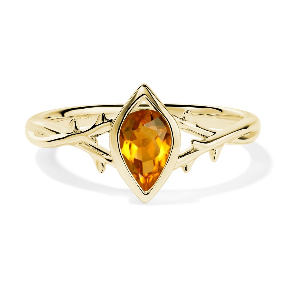 Twig Citrine Bezel Set Ring - LUO Jewelry #metal_18k yellow gold