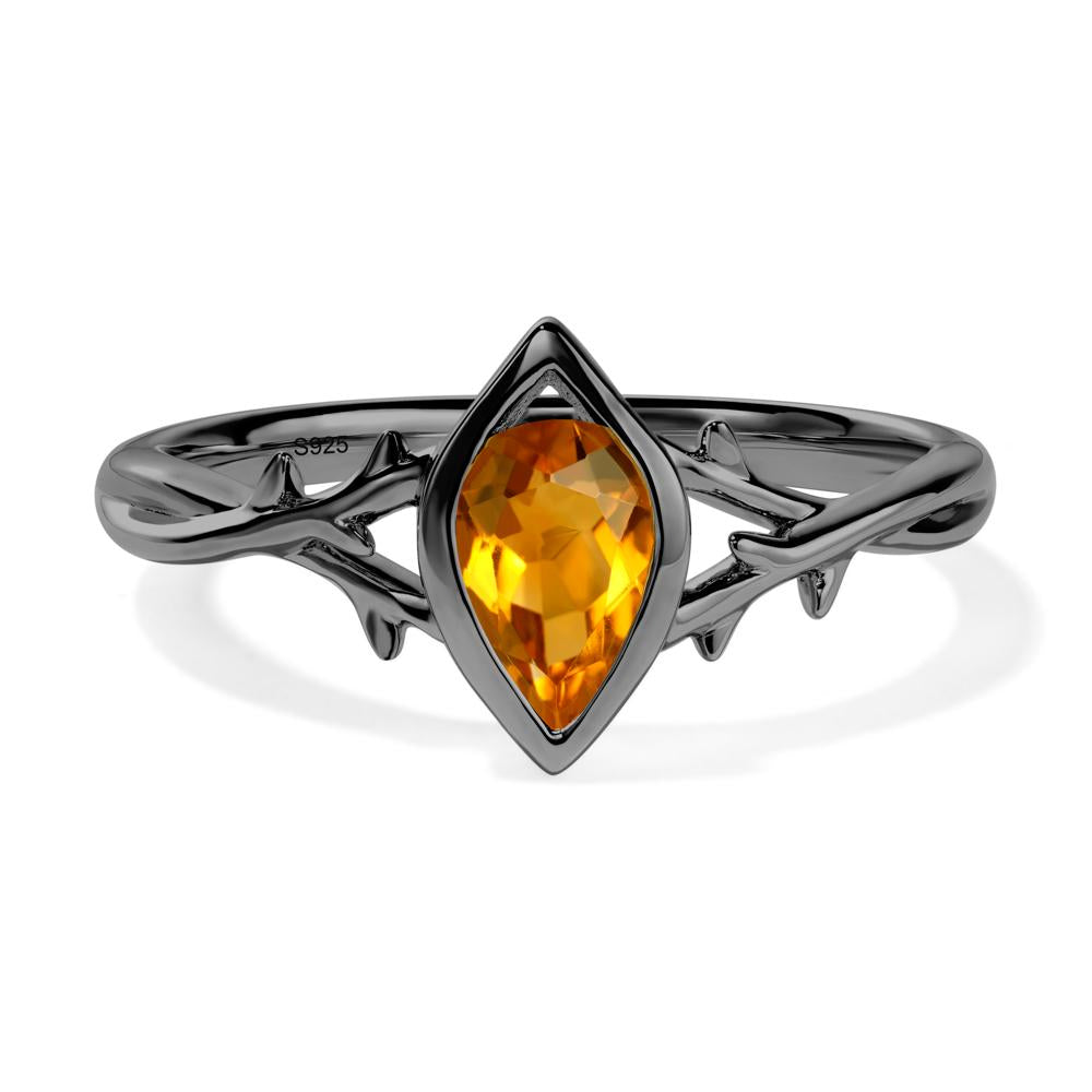 Twig Citrine Bezel Set Ring - LUO Jewelry #metal_black finish sterling silver