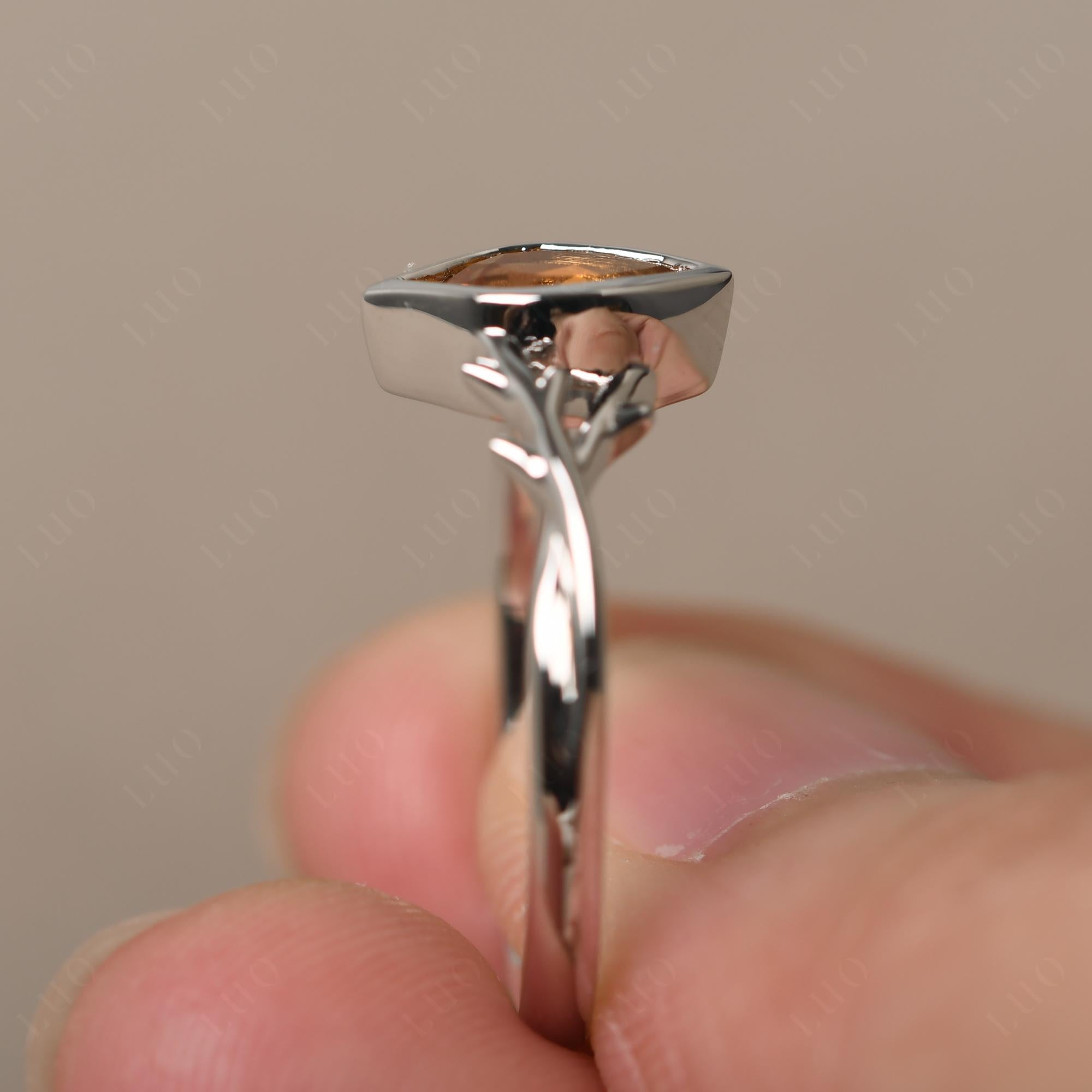 Twig Citrine Bezel Set Ring - LUO Jewelry