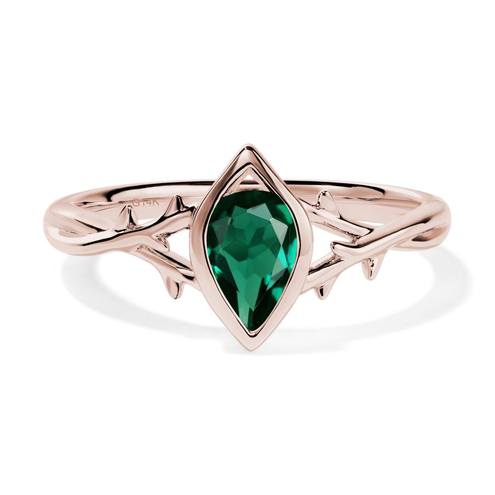 Twig Emerald Bezel Set Ring - LUO Jewelry #metal_14k rose gold
