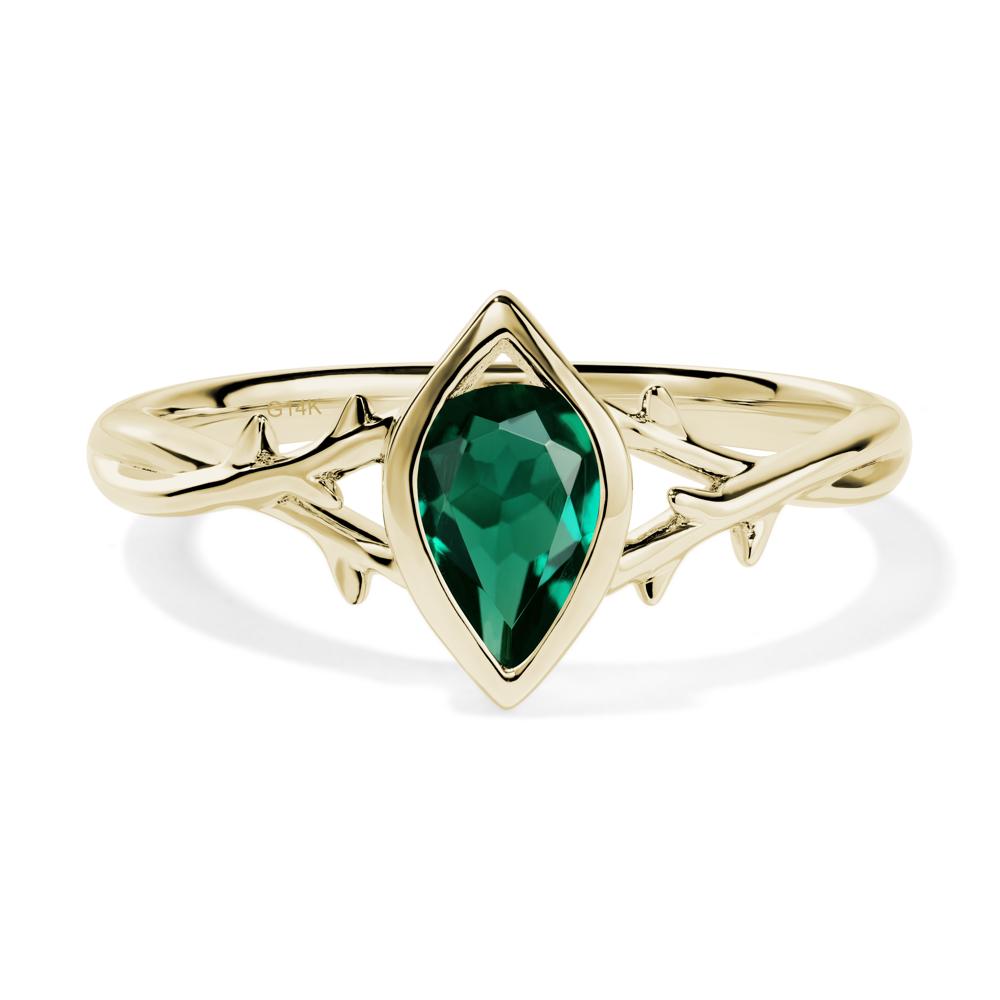 Twig Emerald Bezel Set Ring - LUO Jewelry #metal_14k yellow gold