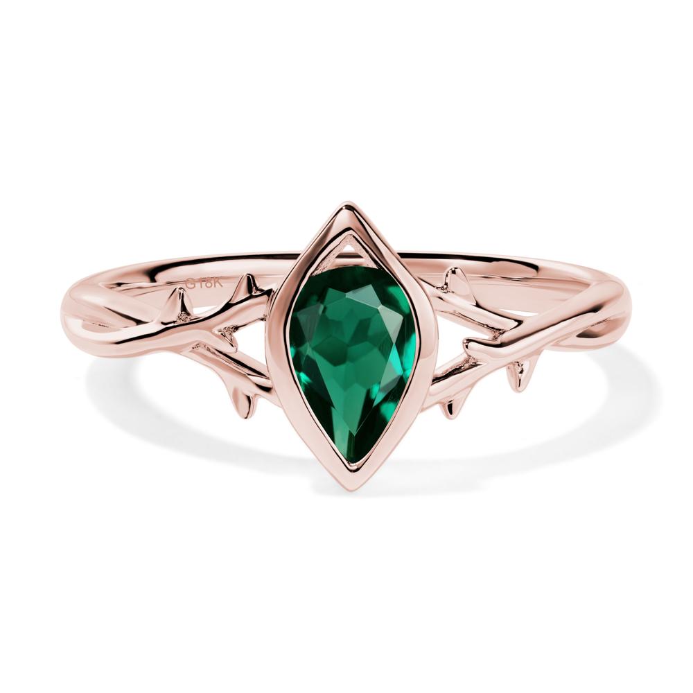 Twig Emerald Bezel Set Ring - LUO Jewelry #metal_18k rose gold