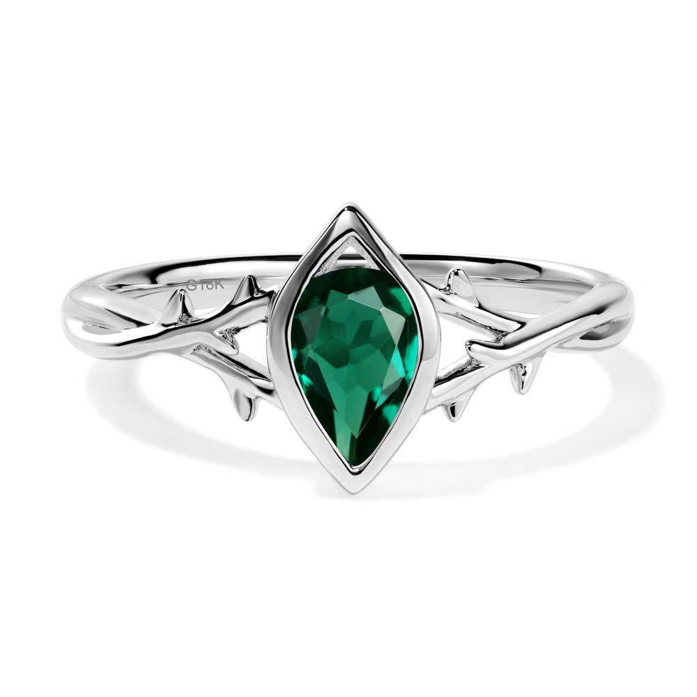 Twig Emerald Bezel Set Ring - LUO Jewelry #metal_18k white gold