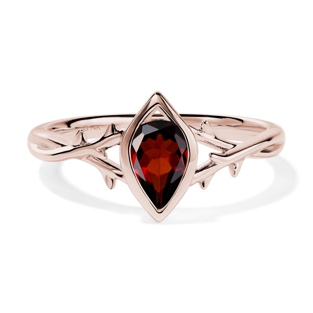 Twig Garnet Bezel Set Ring - LUO Jewelry #metal_14k rose gold