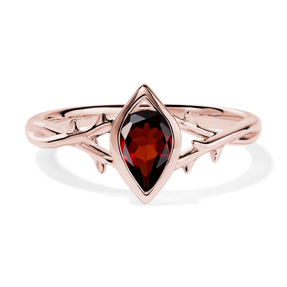 Twig Garnet Bezel Set Ring - LUO Jewelry #metal_18k rose gold