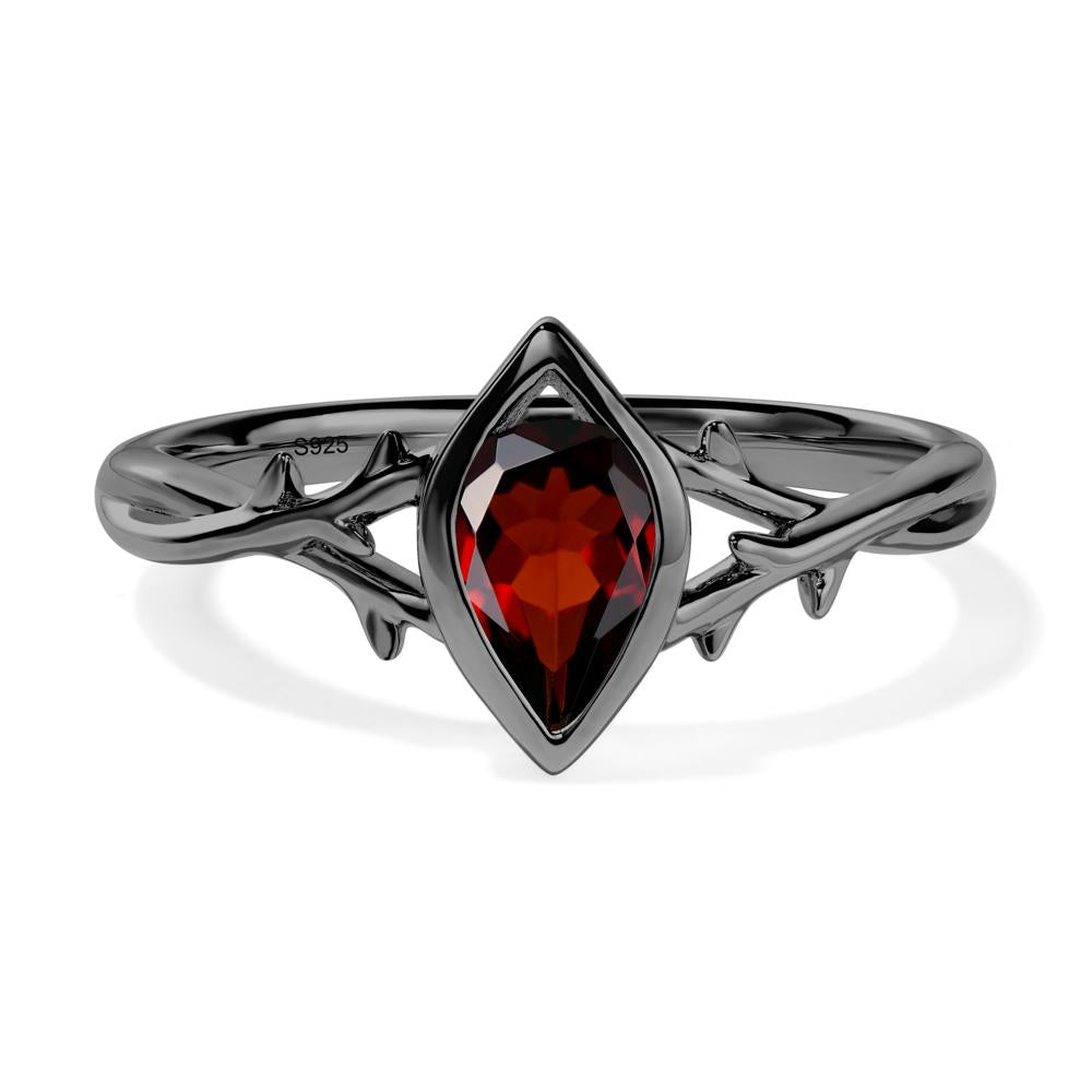 Twig Garnet Bezel Set Ring - LUO Jewelry #metal_black finish sterling silver