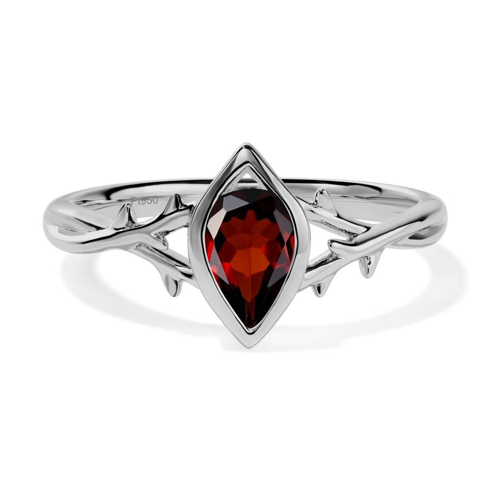 Twig Garnet Bezel Set Ring - LUO Jewelry #metal_platinum