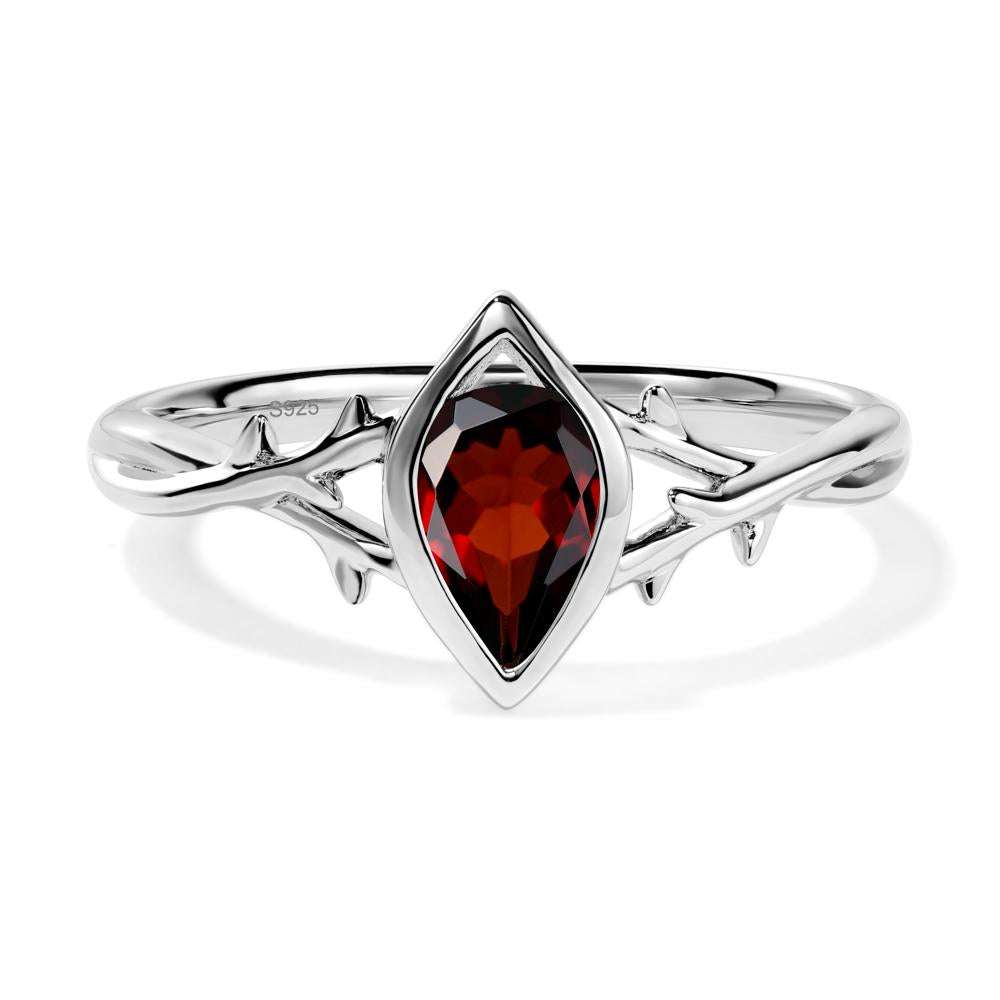 Twig Garnet Bezel Set Ring - LUO Jewelry #metal_sterling silver