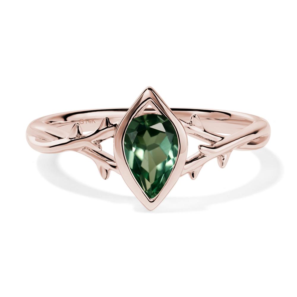 Twig Green Sapphire Bezel Set Ring - LUO Jewelry #metal_14k rose gold