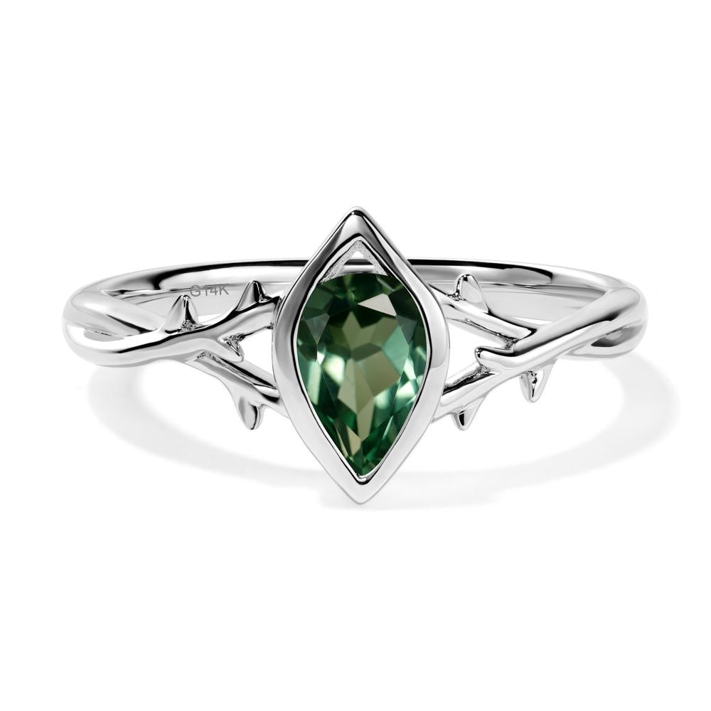 Twig Green Sapphire Bezel Set Ring - LUO Jewelry #metal_14k white gold