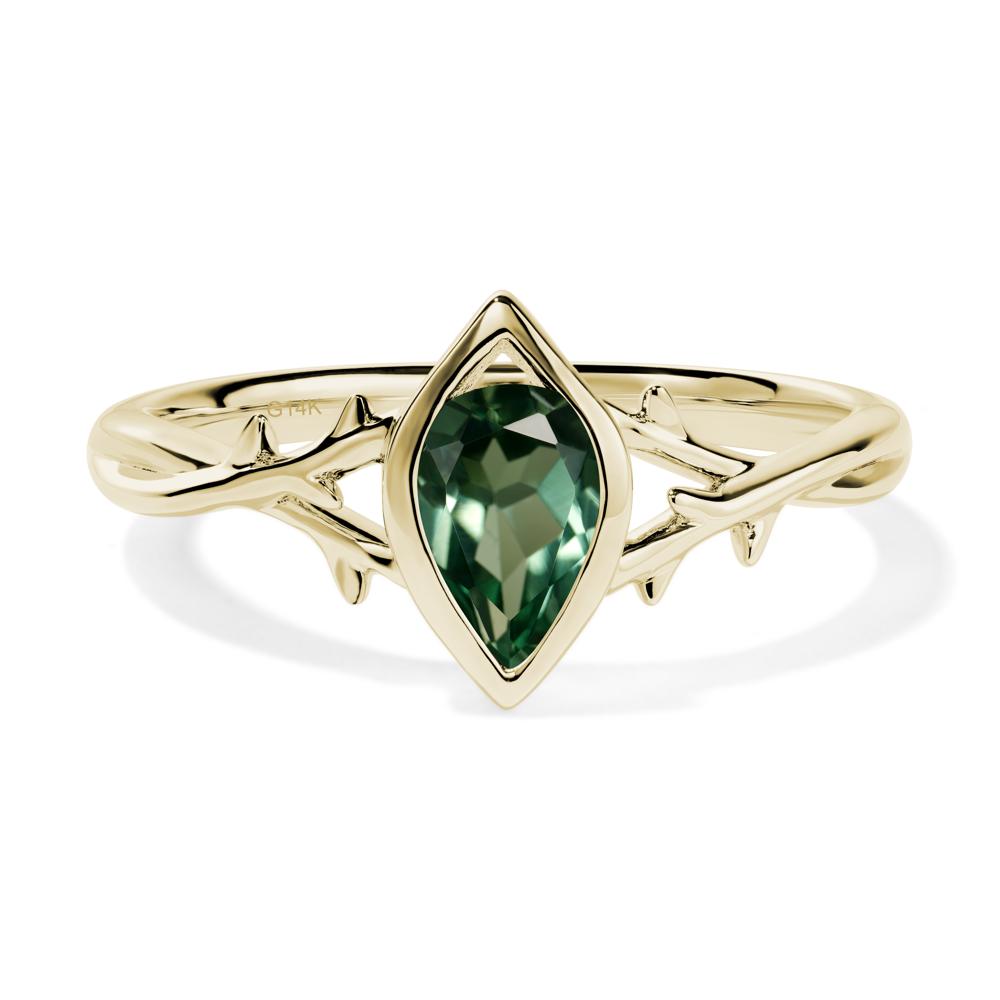 Twig Green Sapphire Bezel Set Ring - LUO Jewelry #metal_14k yellow gold