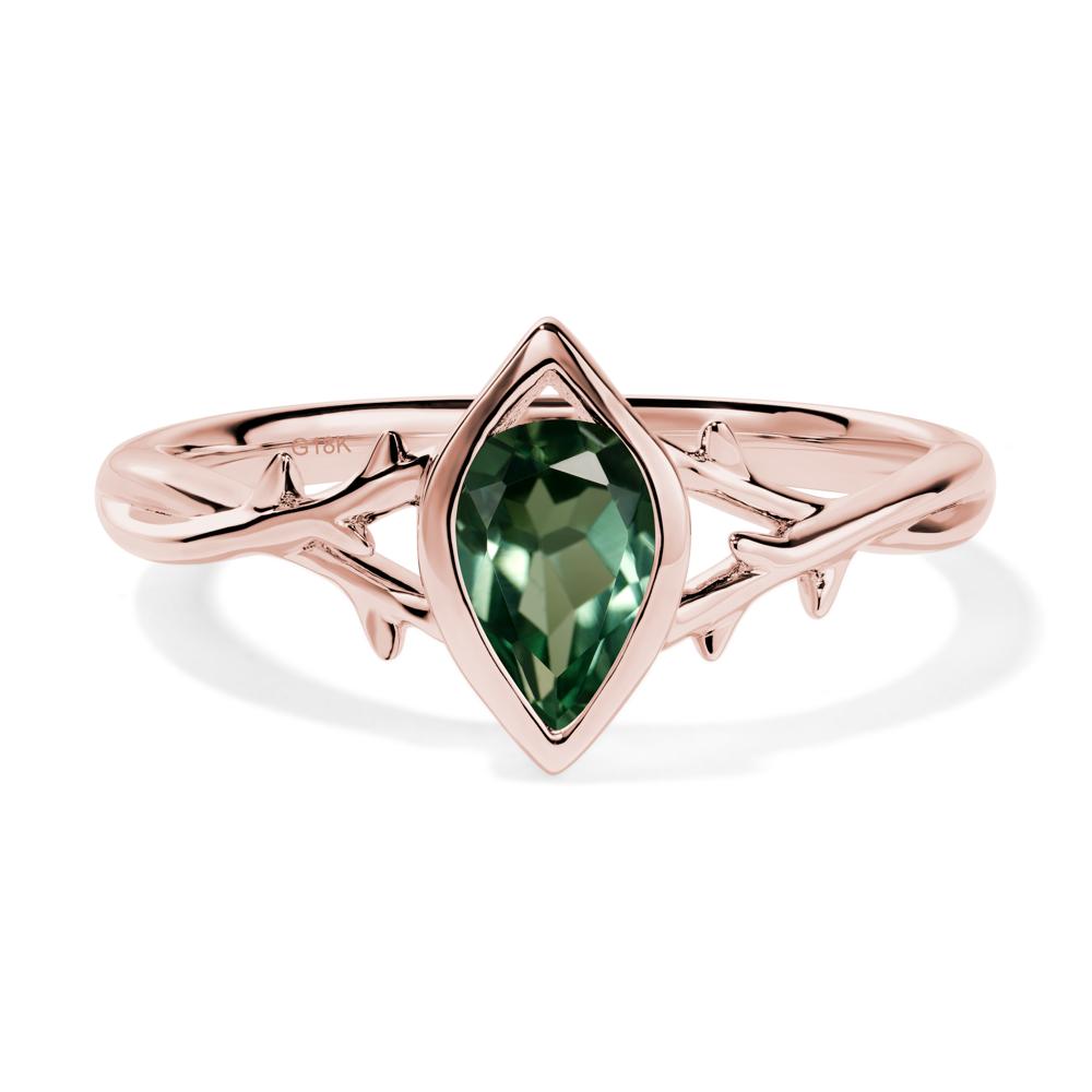 Twig Green Sapphire Bezel Set Ring - LUO Jewelry #metal_18k rose gold