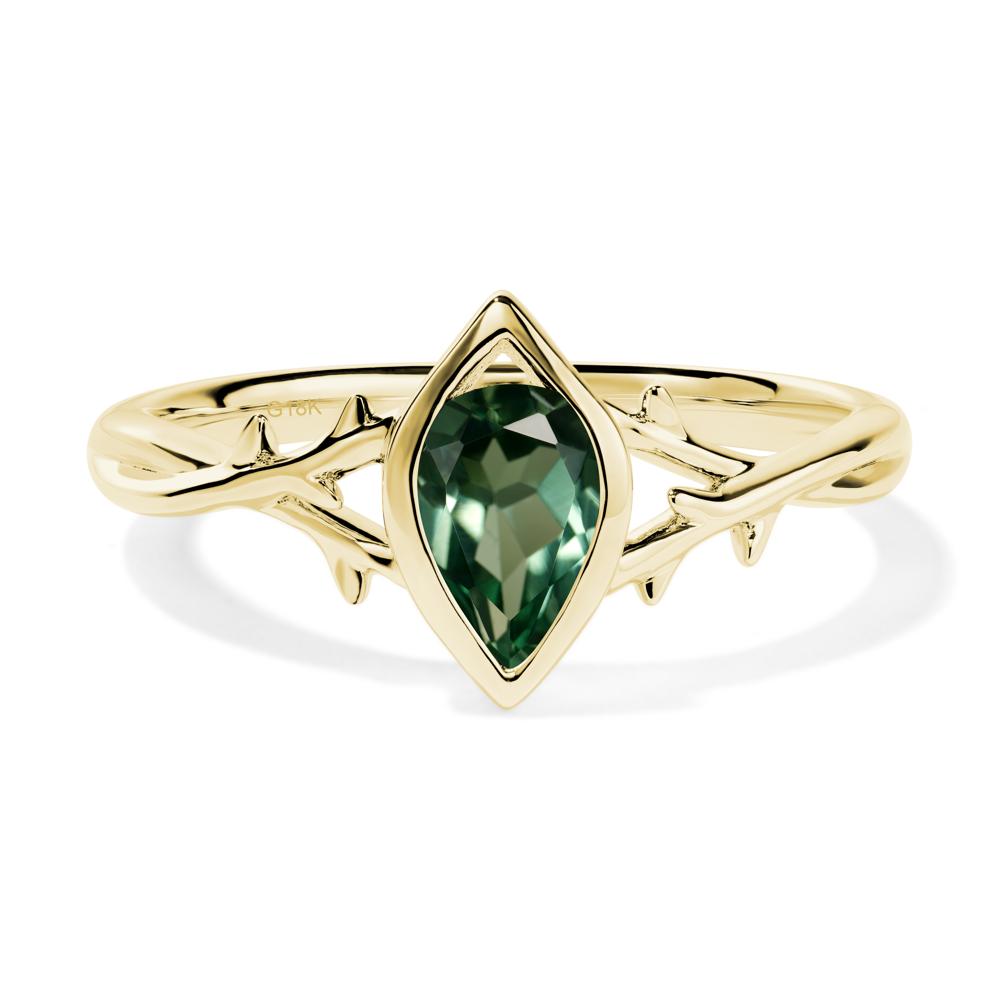 Twig Green Sapphire Bezel Set Ring - LUO Jewelry #metal_18k yellow gold
