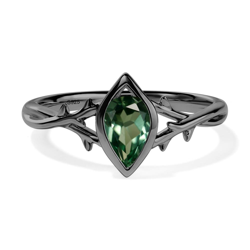 Twig Green Sapphire Bezel Set Ring - LUO Jewelry #metal_black finish sterling silver