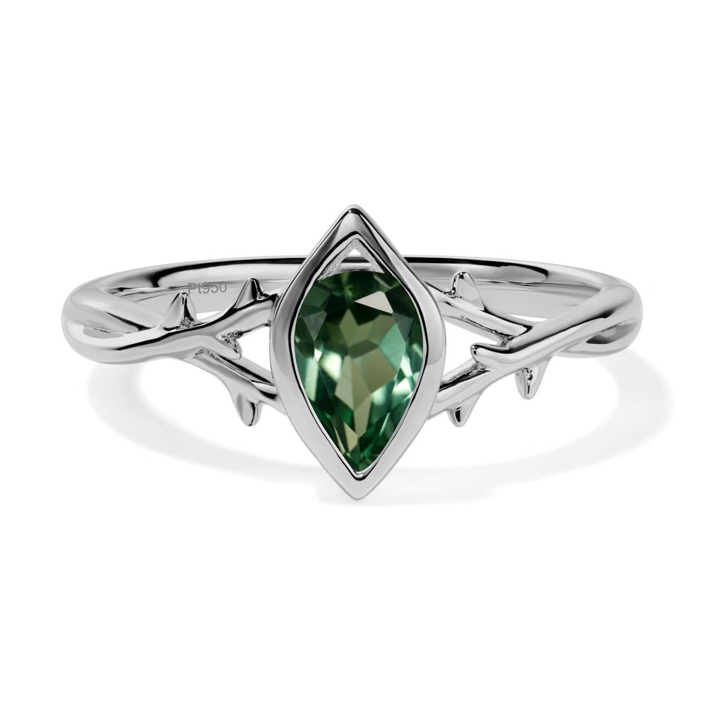 Twig Green Sapphire Bezel Set Ring - LUO Jewelry #metal_platinum