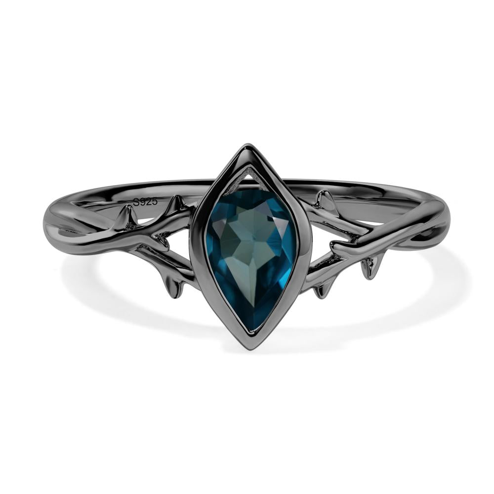 Twig London Blue Topaz Bezel Set Ring - LUO Jewelry #metal_black finish sterling silver