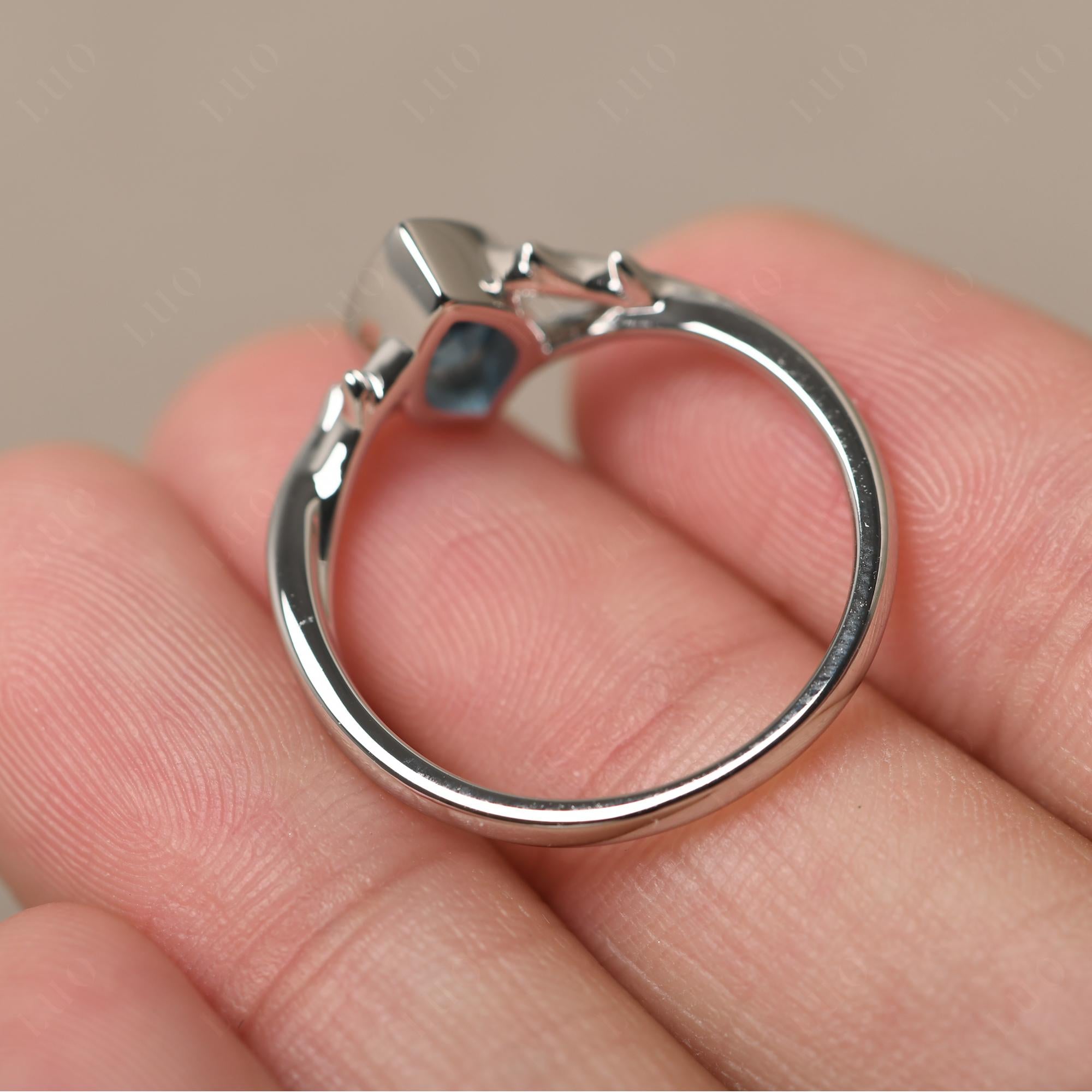 Twig London Blue Topaz Bezel Set Ring - LUO Jewelry