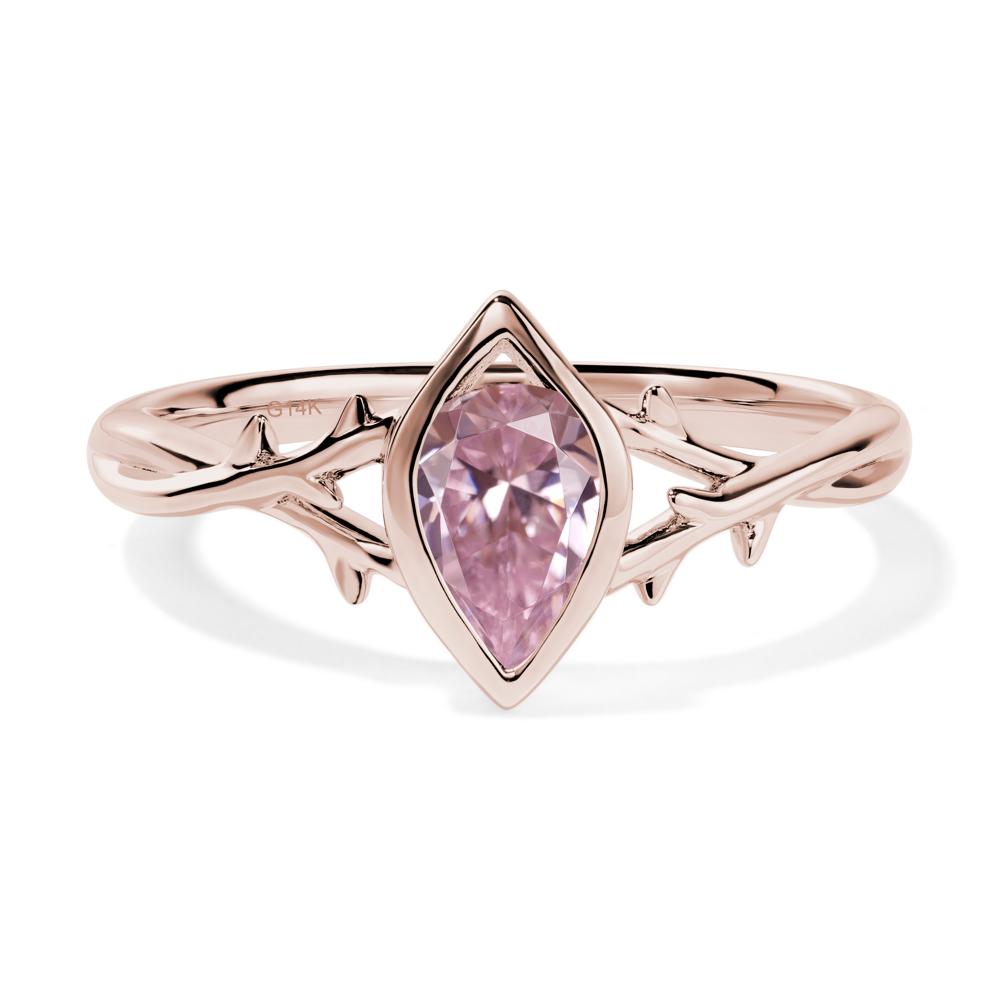 Twig Pink Cubic Zirconia Bezel Set Ring - LUO Jewelry #metal_14k rose gold