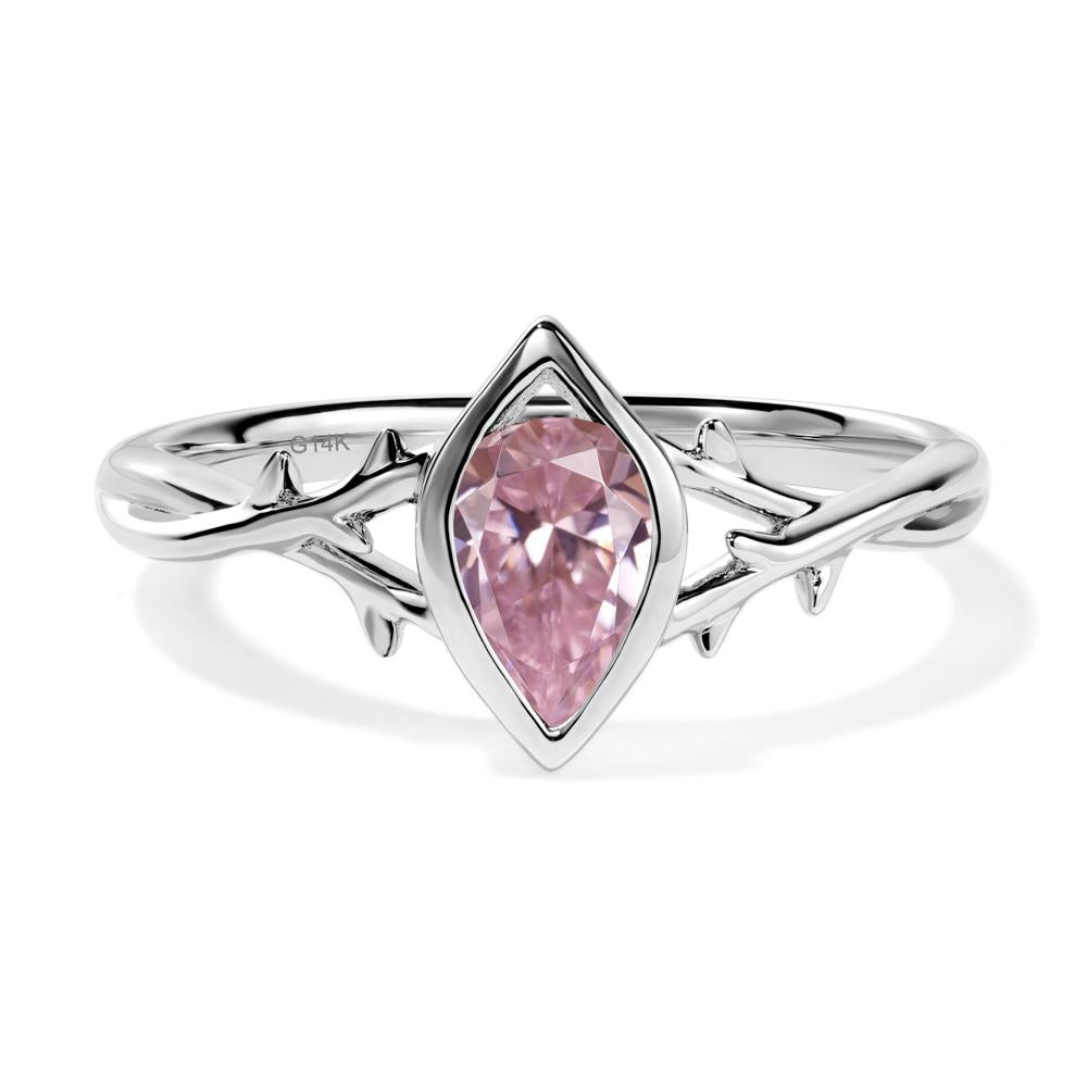 Twig Pink Cubic Zirconia Bezel Set Ring - LUO Jewelry #metal_14k white gold