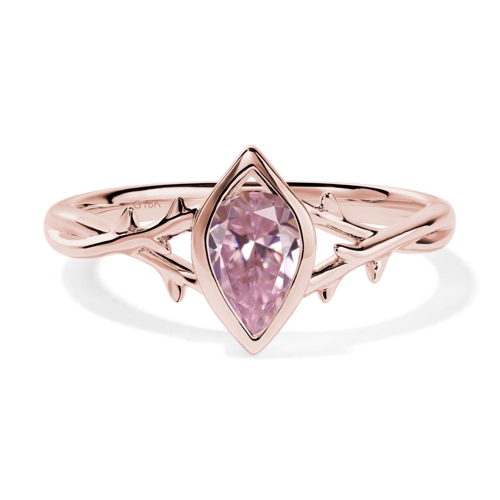 Twig Pink Cubic Zirconia Bezel Set Ring - LUO Jewelry #metal_18k rose gold