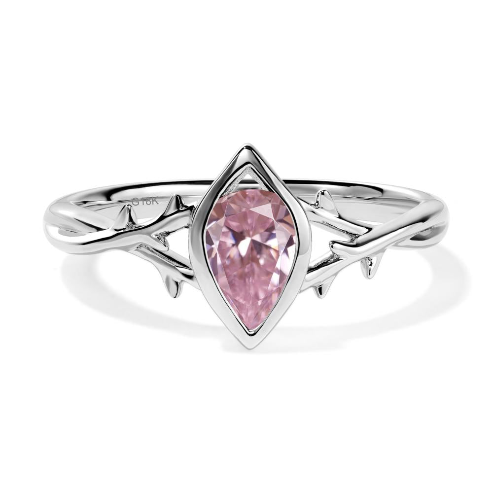 Twig Pink Cubic Zirconia Bezel Set Ring - LUO Jewelry #metal_18k white gold
