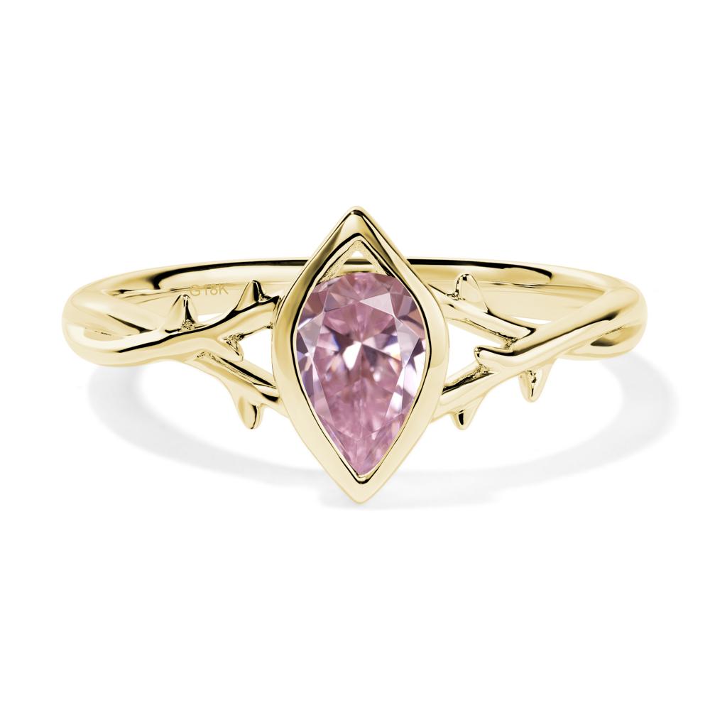 Twig Pink Cubic Zirconia Bezel Set Ring - LUO Jewelry #metal_18k yellow gold
