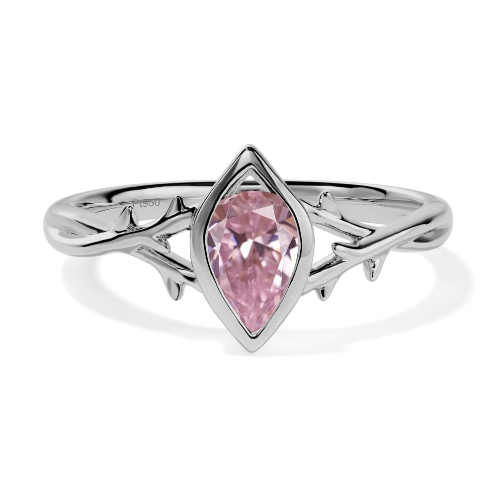 Twig Pink Cubic Zirconia Bezel Set Ring - LUO Jewelry #metal_platinum