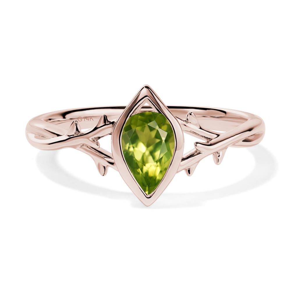 Twig Peridot Bezel Set Ring - LUO Jewelry #metal_14k rose gold