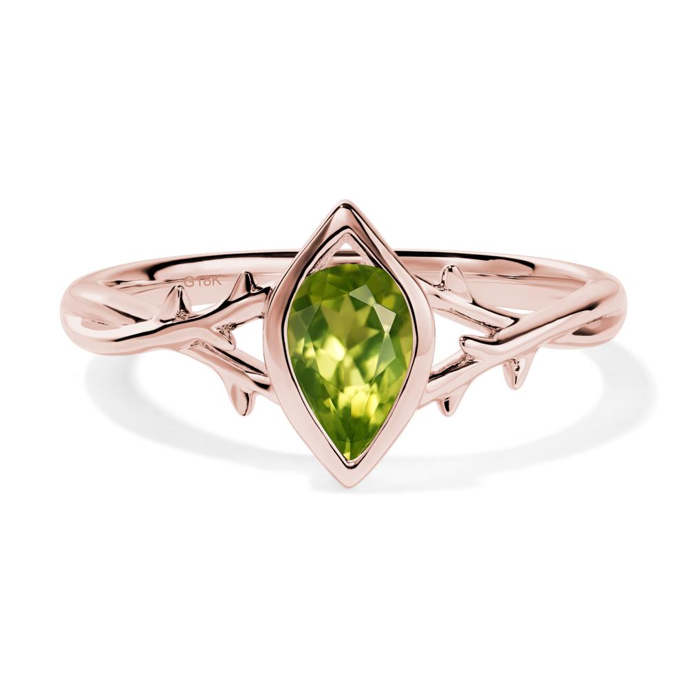 Twig Peridot Bezel Set Ring - LUO Jewelry #metal_18k rose gold