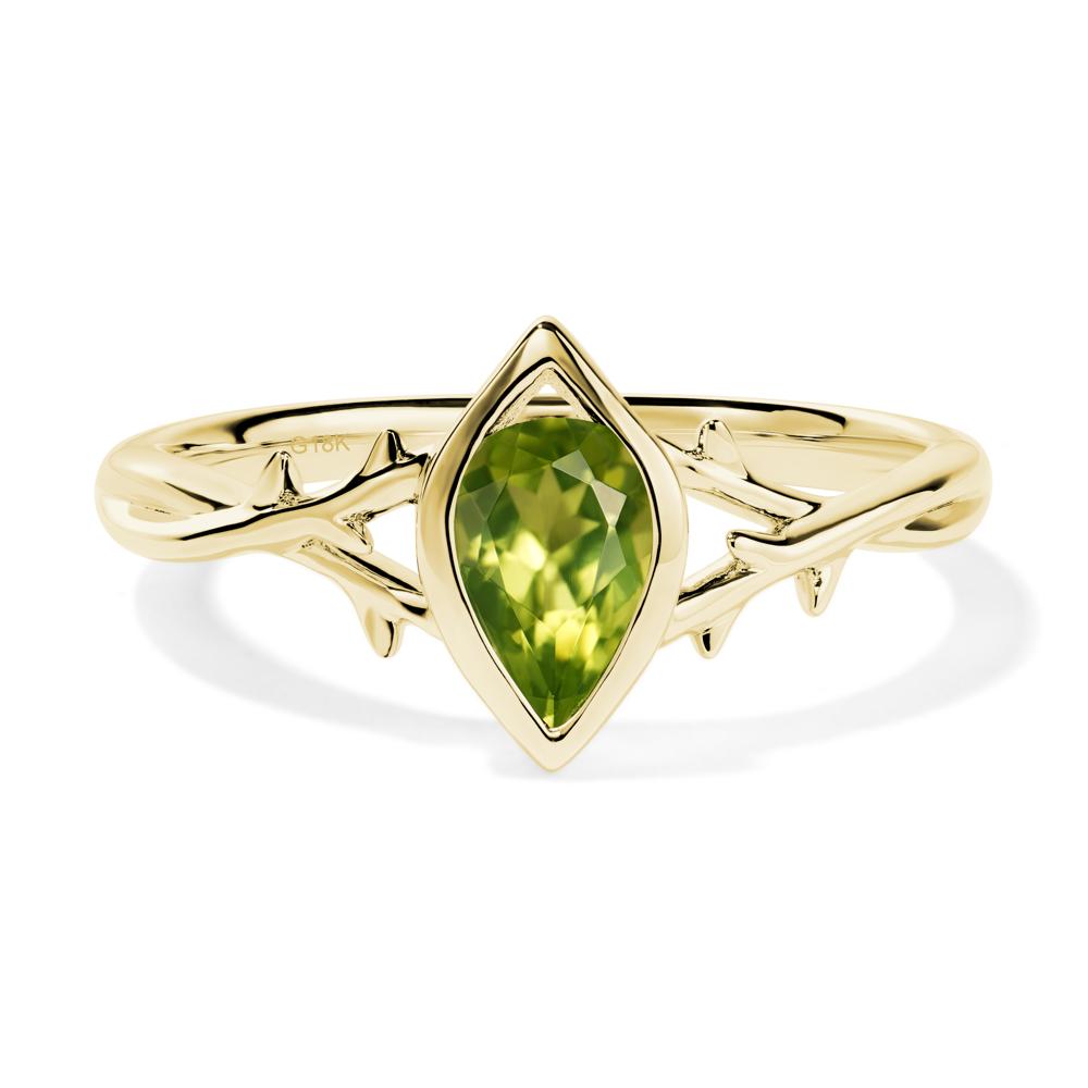 Twig Peridot Bezel Set Ring - LUO Jewelry #metal_18k yellow gold