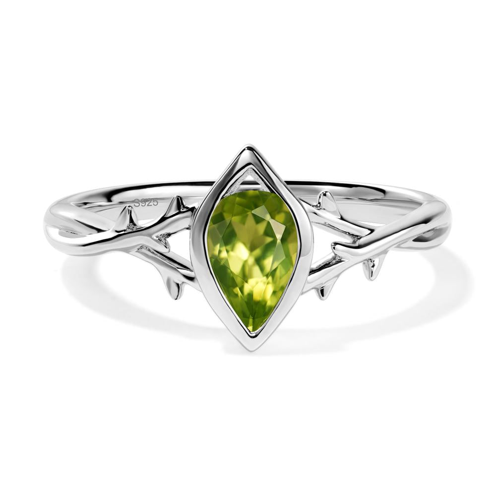 Twig Peridot Bezel Set Ring - LUO Jewelry #metal_sterling silver