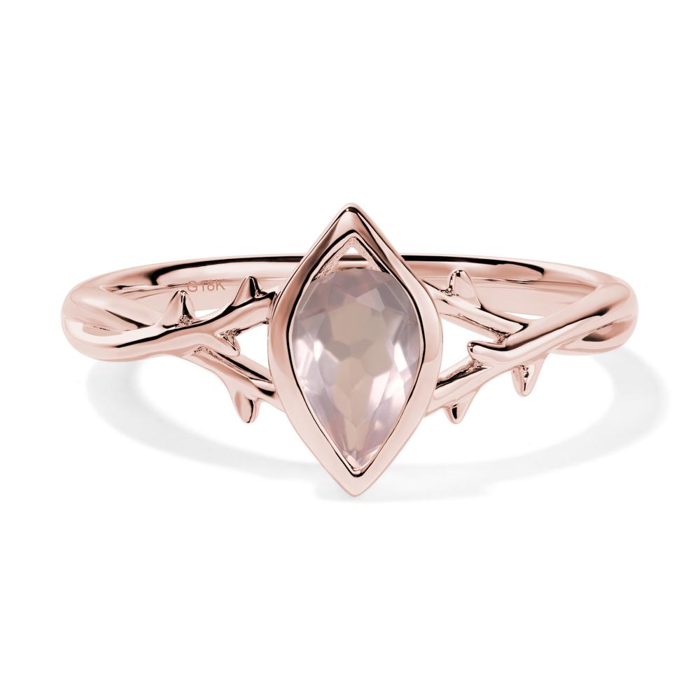 Twig Rose Quartz Bezel Set Ring - LUO Jewelry #metal_18k rose gold