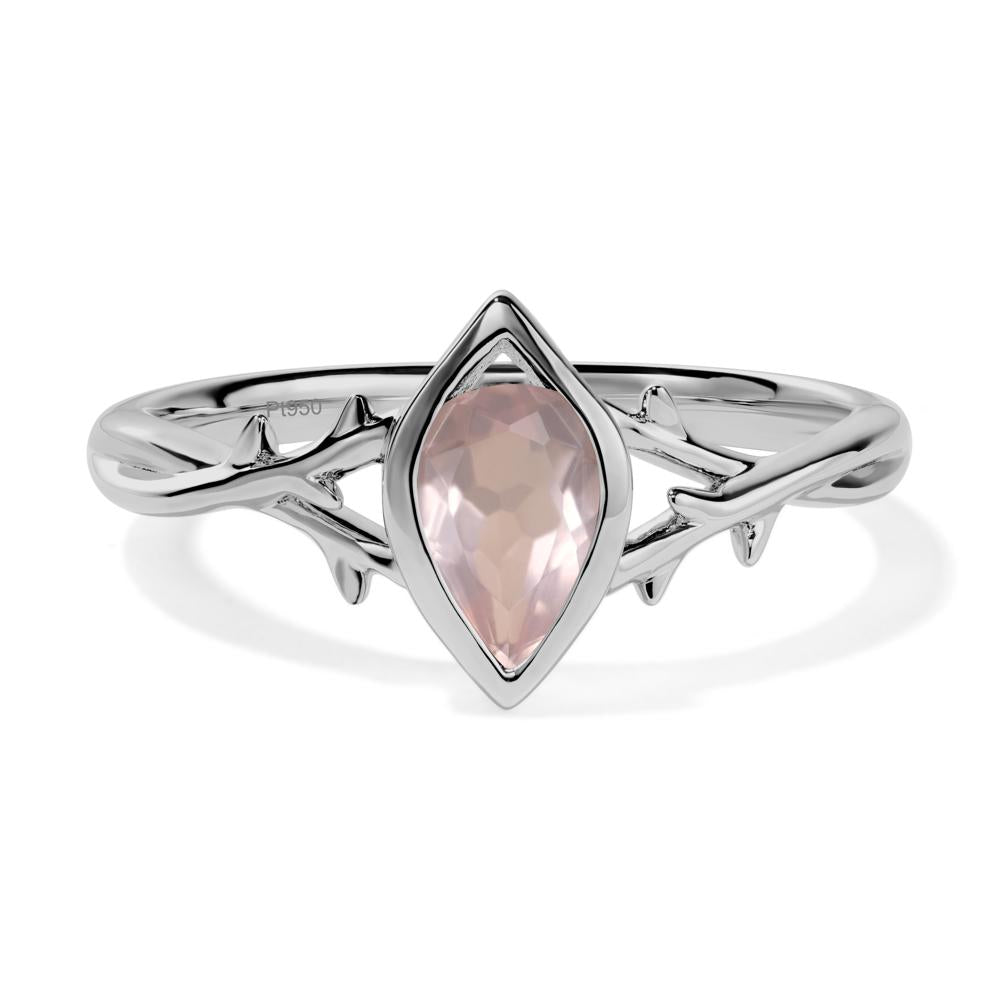 Twig Rose Quartz Bezel Set Ring - LUO Jewelry #metal_platinum