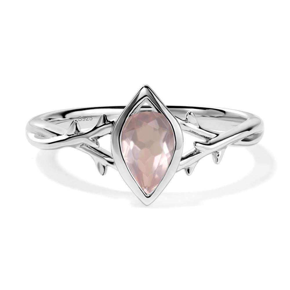 Twig Rose Quartz Bezel Set Ring - LUO Jewelry #metal_sterling silver