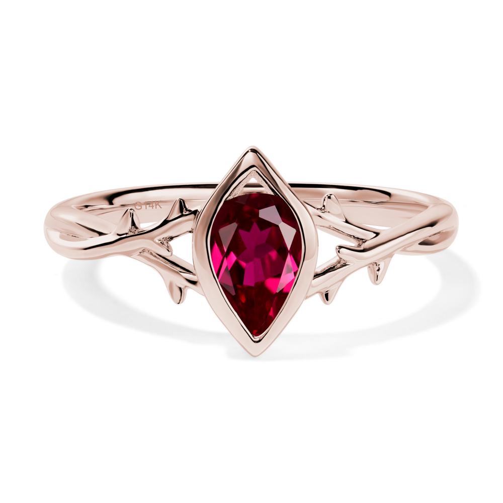 Twig Lab Created Ruby Bezel Set Ring - LUO Jewelry #metal_14k rose gold