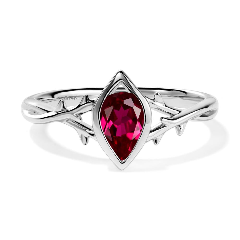 Twig Lab Created Ruby Bezel Set Ring - LUO Jewelry #metal_14k white gold