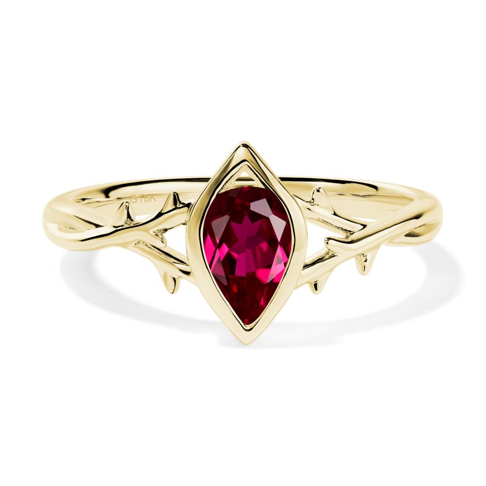 Twig Lab Created Ruby Bezel Set Ring - LUO Jewelry #metal_18k yellow gold