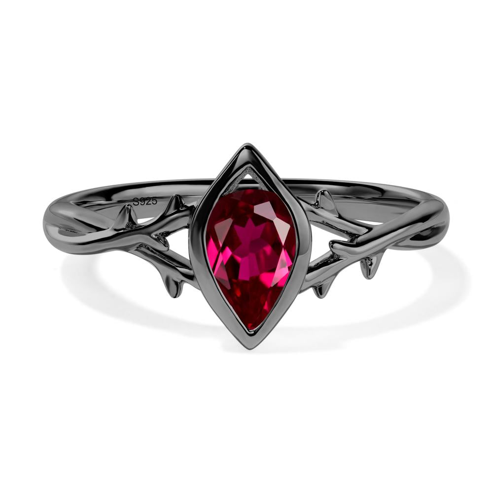 Twig Lab Created Ruby Bezel Set Ring - LUO Jewelry #metal_black finish sterling silver