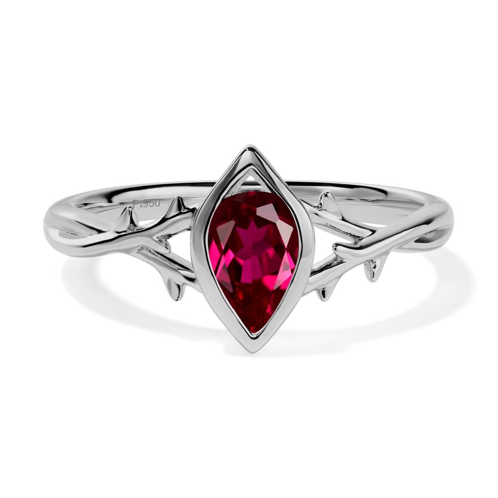 Twig Lab Created Ruby Bezel Set Ring - LUO Jewelry #metal_platinum
