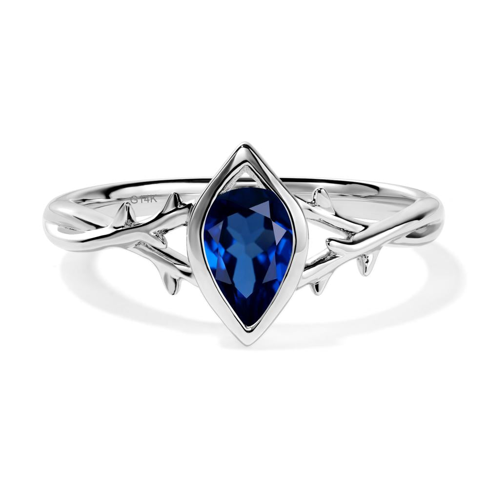 Twig Sapphire Bezel Set Ring - LUO Jewelry #metal_14k white gold