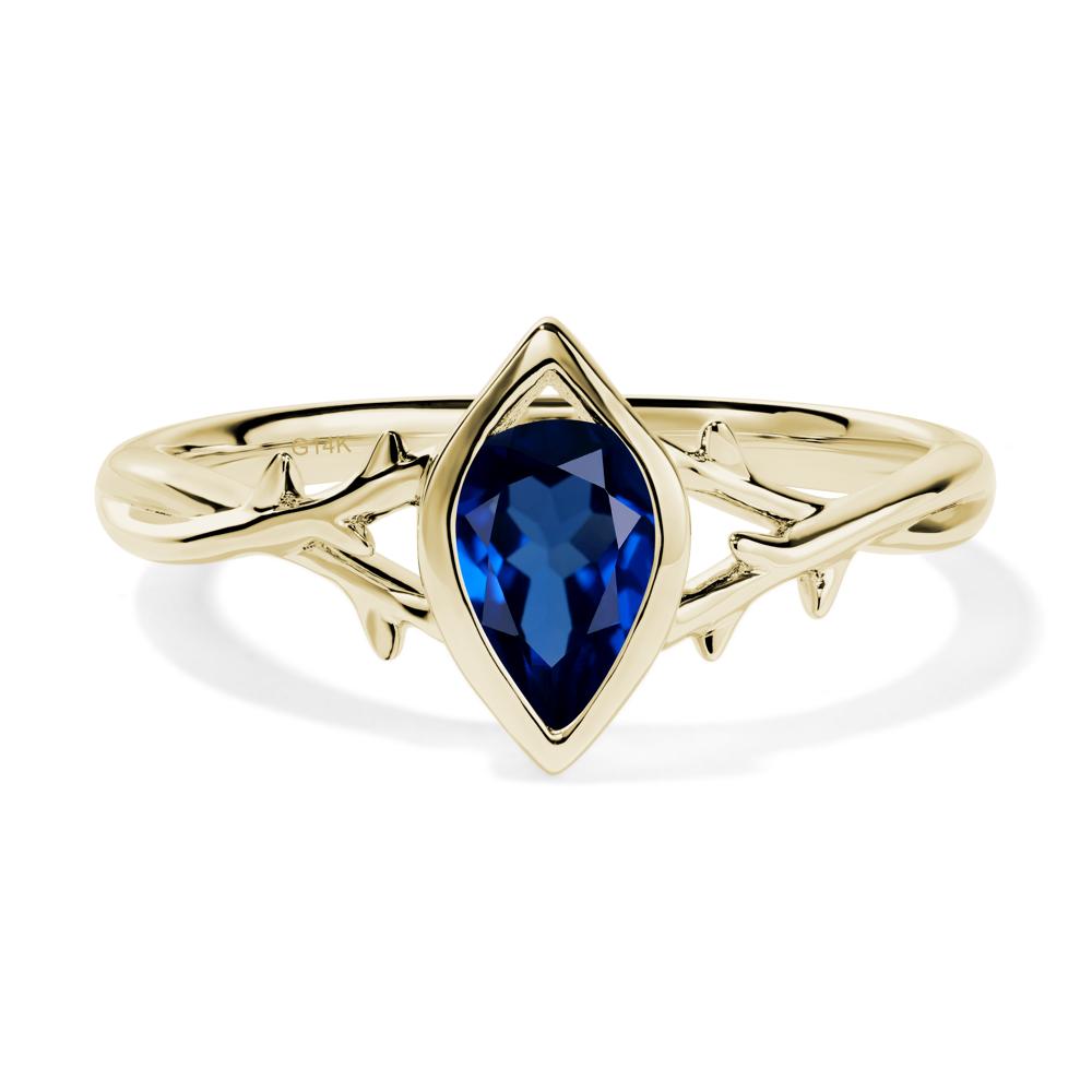 Twig Sapphire Bezel Set Ring - LUO Jewelry #metal_14k yellow gold