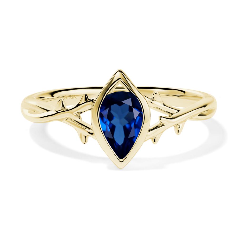 Twig Sapphire Bezel Set Ring - LUO Jewelry #metal_18k yellow gold